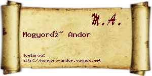 Mogyoró Andor névjegykártya